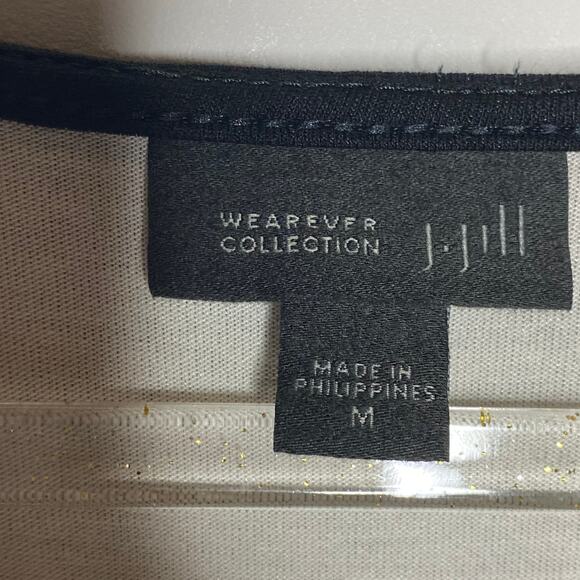 J Jill Wearever Collection Womens Size Medium Layered Tunic Top Black Cream - Picture 6 of 8